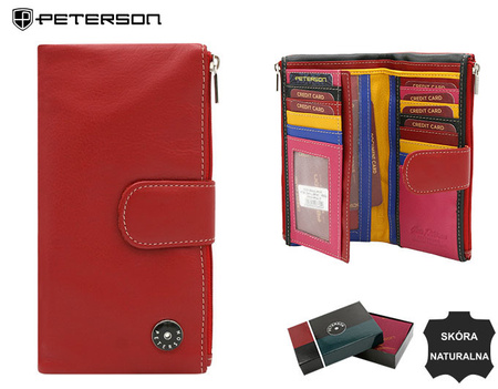Portfel damski skórzany PTN D24-L-MNK Red Multi