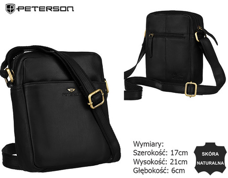 Men's leather shoulder bag PTN 720-OPU Black