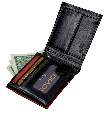 Portfel skórzany RFID ROVICKY 324-RBA-D Black+Red