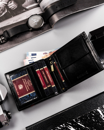 Men's leather wallet PTN N01-VTP BL-RED