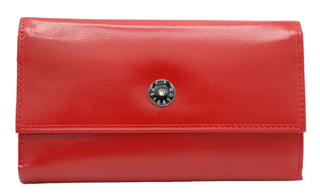 A spacious women's wallet made of leather with a horizontal orientation PTN D19-NGV Red