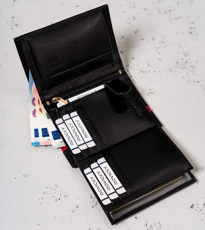 Men's Leather Wallet N62-RVTP-3050 Black-Red