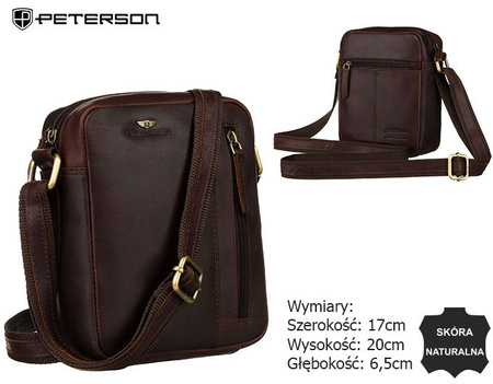 Natural leather Men's shoulder bag PTN 705-OPU Brown