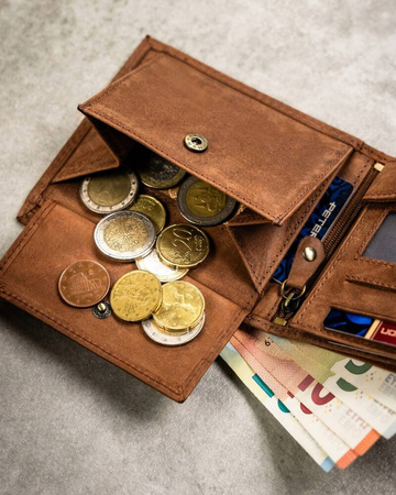 Leather wallet & key ring gift set PETERSON PTN SET-M-N994-CHM