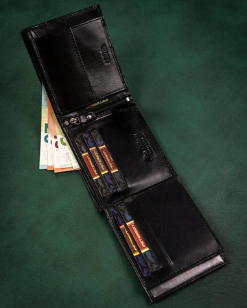 Gift set: natural leather wallet and leather keychain PETERSON PTN SET-M-N992-KCS