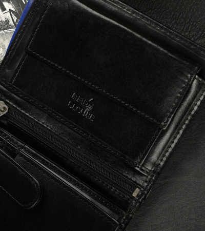 Portfel skórzany RFID RONALDO N104-VT Black+Blue