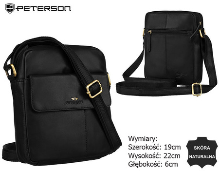 Men's natural leather shoulder bag PTN 719-OPU Black