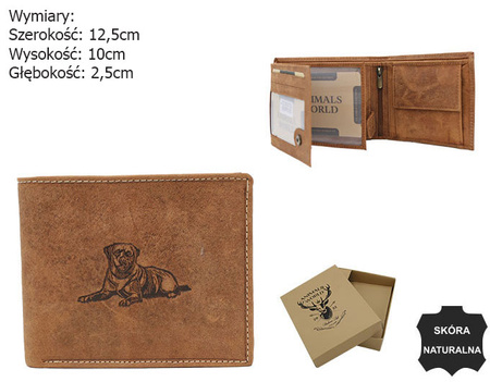 Portfel skórzany z wizerunkiem psa RFID N992-CHM-DOG-1 Cognac
