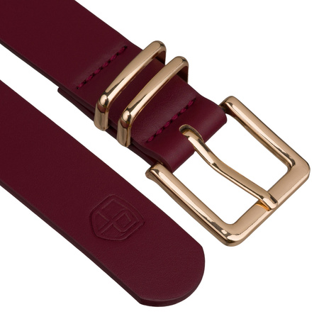 Pasek damski wąski PTN STU-18G1 Burgund