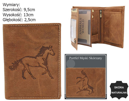 Portfel męski skórzany Blister N4-CHM-HORSE-BL Cognac