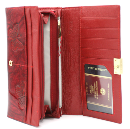 Portfel damski skórzany PTN 42106-NBF Red-Black