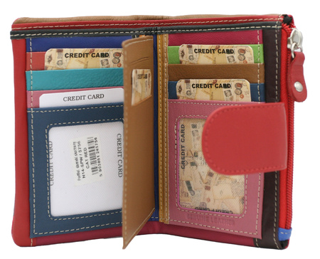 Hand-painted women's wallet made of genuine leather N14-SPW Cat Red No Logo