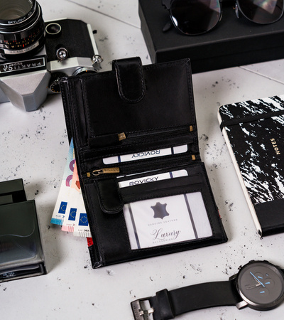 Portfel męski skórzany N575L-RVTP-3081 Black-Red