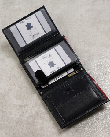 Men's leather wallet N4-RVT-6870 Black+Red