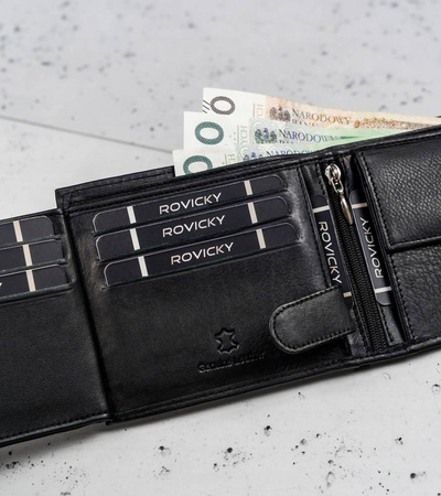 RONALDO 0002-D BLACK RFID leather wallet