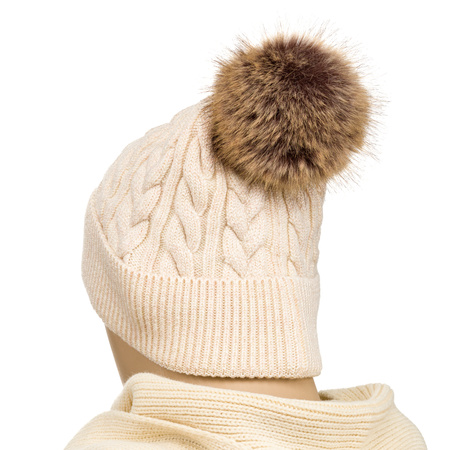 Women's Hat with Detachable Pom-Pom PETERSON PTN HAT-06 Beige