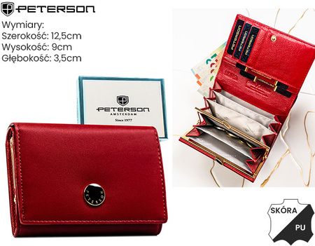 Portfel damski skóra naturalna+PU PTN PS445-HNL Red