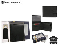 Leather wallet+key ring set PETERSON PTN SET-M-N003L-D