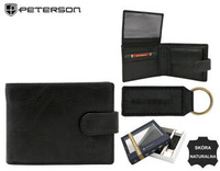 Gift set: leather wallet and key ring PETERSON PTN SET-M-N003L-GVT
