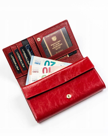 Portfel skórzany RFID PETERSON PTN PL-411 Red+Black
