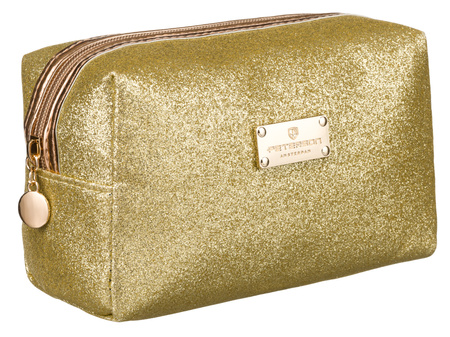 A glittering single-compartment travel vanity bag PTN KOS-L02-B Gold Peterson