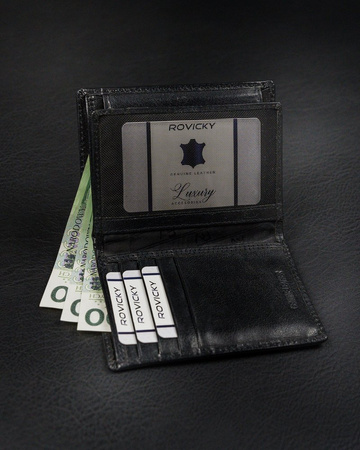 Portfel skórzany RFID ROVICKY RV-7680056-9 Black