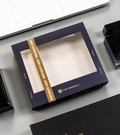 Leather wallet & keychain gift set PETERSON PTN SET-M-N992-CHM