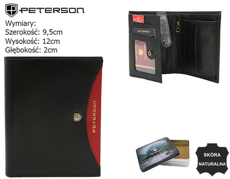 Portfel męski skórzany PTN 303.01 Black+Red
