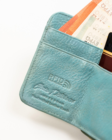 Small Women's Wallet Made of Natural Leather PETERSON PTN 423229-SFL Blue
