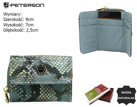 Mały portfel damski ze skóry naturalnej PETERSON PTN 423229-SFL Blue