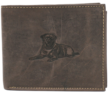 Men's Leather Wallet with Dog Motif RFID N992-CHM-DOG-1 Brown