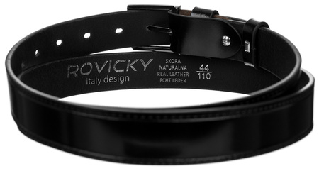 MEN'S LEATHER BELT NARROW BLACK PLW-13