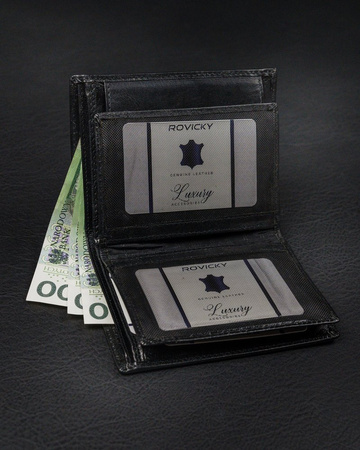 Portfel skórzany RFID ROVICKY RV-7870 Black