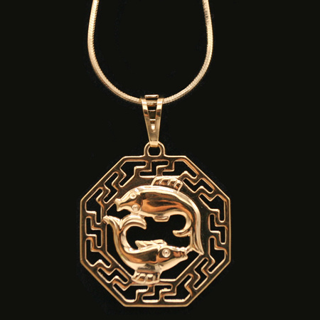 Łańcuszek z wisiorkiem P9-N20 Gold Ryby