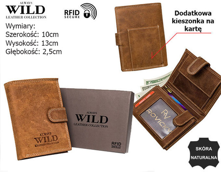 Portfel męski ze skóry naturalnej N4L-P-CHM Cognac