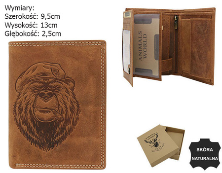 RFID leather wallet Always Wild N4-CHM-BEAR-2
