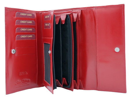 A large women's wallet made of genuine leather with a horizontal orientation PTN D18-NGV Red