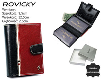Portfel skórzany RFID ROVICKY 326L-RBA-D BLACK-RED
