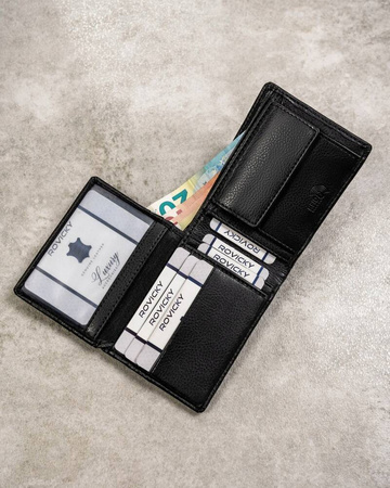 A two-piece gift set: Leatherette wallet & key ring by ROVICKY R-SET-M-N003-PUA BLA