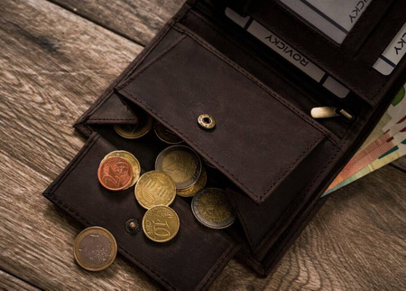 Portfel męski skórzany zdobiony grawerem psa RFID N4-CHM-DOG-1 Brown