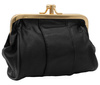 Vintage-style coin purse  made of leather 665 Black No Logo