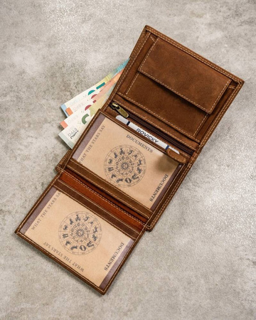 Leather wallet with the Virgo zodiac sign RFID ALWAYS WILD N4-CHM-VIRG