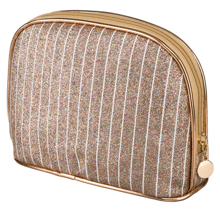 A glittering single-compartment travel cosmetic bag PTN KOS-L01-B Gold Rose Peterson