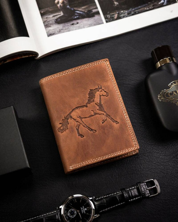 A men's wallet made of natural nubuck leather for horse enthusiasts Always Wild N4-CHM-HORSE