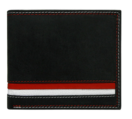 Leather Wallet N992-MHD-L Black-Red-White