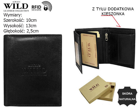 Men's leather wallet N4-P-SCR Black