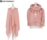 Large Women's Plaid Scarf with Fringes by Peterson SP100 Grey