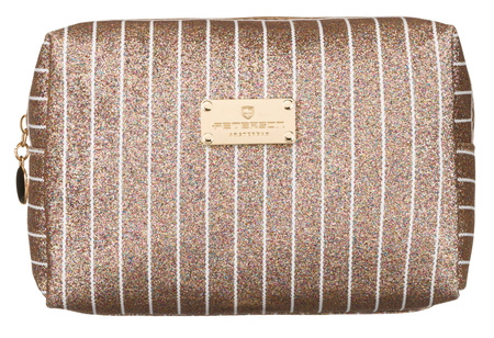 A glittering single-compartment travel vanity bag PTN KOS-L02-B Gold Rose Peterson