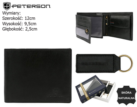 Gift set: leather wallet and key ring PETERSON PTN SET-M-1549-GVT