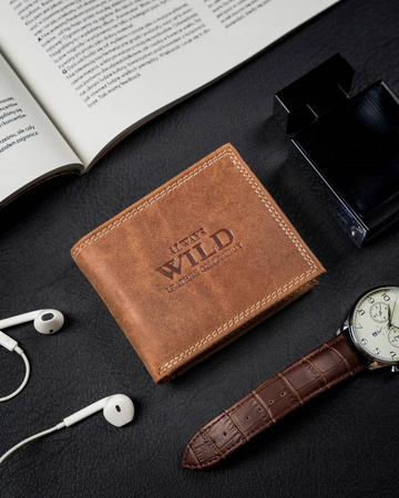 Portfel skórzany N0035-CHM Cognac